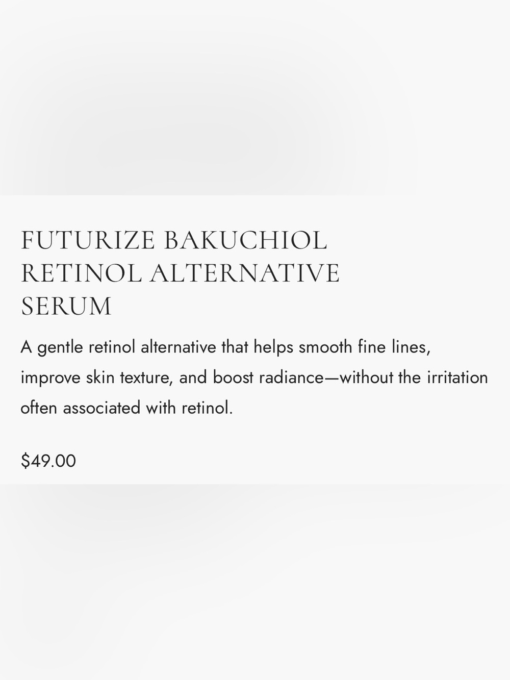 Futurize Retinol Alternative Boosting Serum . Just 3 ingredients. 1.01 Fl. Oz. - Picture 6 of 13